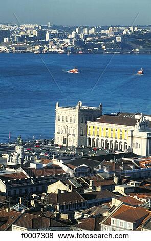 Portugal, Lisbon, Commerce Square View Large Photo Image Stock Photo - Portugal, Lisbon, Commerce Square . Fotosearch
