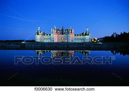 France, Loire valley, Chambord castle by night View Large Photo Image Stock Image - France, Loire valley, Chambord castle by night. Fotosearch
