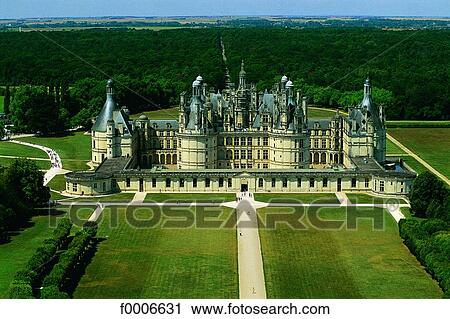 Stock Image - France, Loire valley, Chambord castle, aerial view. Fotosearch