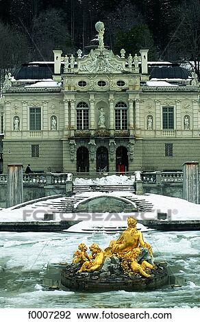 Stock Image - Germany, Lindenhof Castle under the snow. Fotosearch