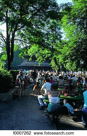 Germany Munich Beer Feast At The English Garden Stock Image