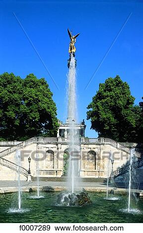 Germany, Munich, fountain and Peace Angel View Large Photo Image Stock Photo - Germany, Munich, fountain and Peace Angel. Fotosearch