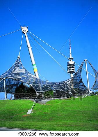 Germany, Munich, Olympic Park View Large Photo Image Stock Photograph - Germany, Munich, Olympic Park. Fotosearch
