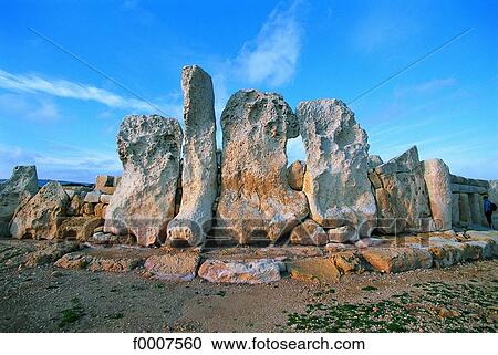 Stock Image - Malta, Agar Qim, Ruins of the Solar Temple going back to the neolithic. Fotosearch