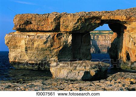 Stock Image - Malta, Gozo Island, "zwerka" window. Fotosearch
