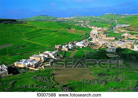 Stock Photo - Malta, Gozo, Landscape from the Victoria fortress. Fotosearch
