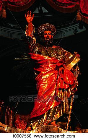 Stock Photo - Malta, La Valette, St Paul statue in St Paul church. Fotosearch