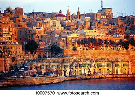 Stock Image - Malta, La Valette, view from Fort Senglea. Fotosearch