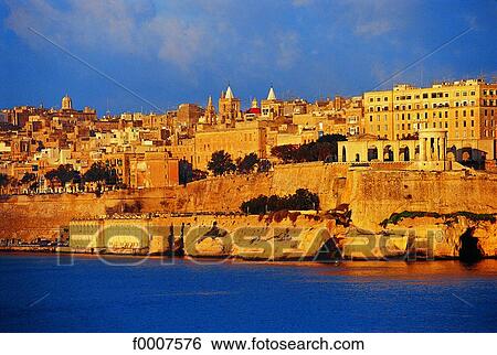 Stock Photograph - Malta, La Valette, view on ramparts from Fort Senglea. Fotosearch