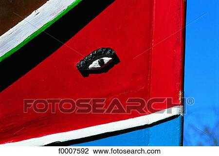 Stock Image - Malta, Luzzu in Marsaxlokk harbour. Fotosearch