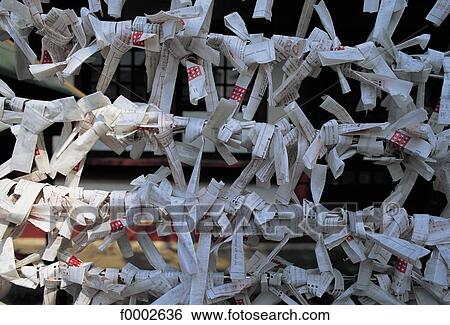 Japan, Kyoto, "O-mikuji" offering paper View Large Photo Image Stock Photograph - Japan, Kyoto, "O-mikuji" offering paper. Fotosearch