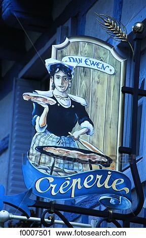 France, Brittany, Crepe restaurant sign View Large Photo Image Stock Image - France, Brittany, Crepe restaurant sign. Fotosearch