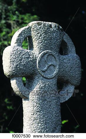 Stock Image - France, Brittany, Morlaix, Celtic cross. Fotosearch