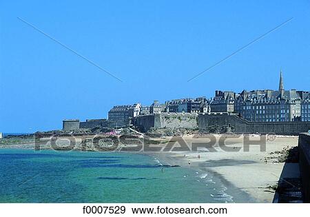 France, Brittany, St Malo Beach View Large Photo Image Stock Photo - France, Brittany, St Malo Beach. Fotosearch
