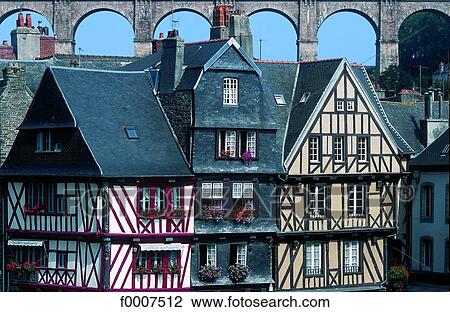 Stock Image - France, Brittany, Typical house in Morlaix. Fotosearch