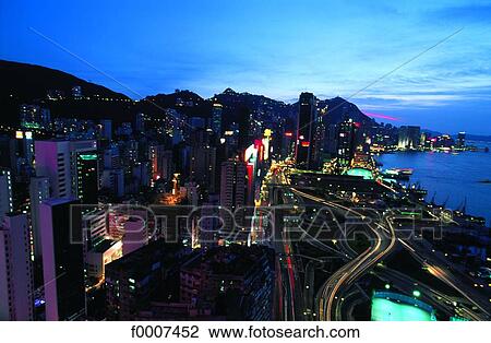 Stock Image - China, Wanchai, Hong Kong bay. Fotosearch