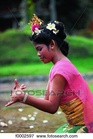 Stock Photo - Indonesia, Bali, Pendet female dancers. Fotosearch