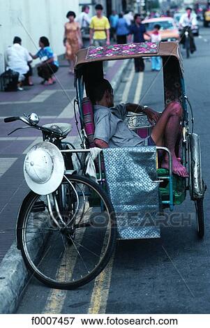 Indonesia, Singapour, rickshaw View Large Photo Image Stock Photo - Indonesia, Singapour, rickshaw. Fotosearch