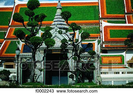 Stock Image - Thailand, Bangkok, roofs of the Royal Palace. Fotosearch