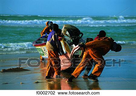 Stock Image - Senegal, Saint Louis, fishermen. Fotosearch