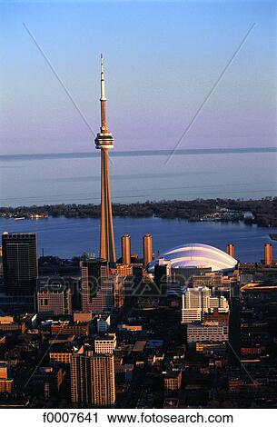 Ontario, Toronto, Aerial view on CN Tower View Large Photo Image Stock Image - Ontario, Toronto, Aerial view on CN Tower. Fotosearch