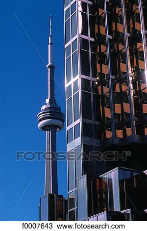 Ontario, Toronto, CN Tower & building View Large Photo Image Stock Image - Ontario, Toronto, CN Tower & building. Fotosearch