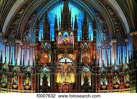 Stock Image - Quebec, interior of the Montreal cathedral. Fotosearch