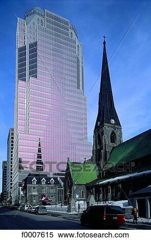 Stock Photography - Quebec, Montreal, building and church. Fotosearch