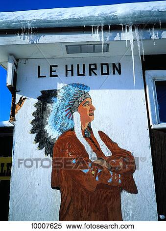 Stock Photography - Quebec, shop sign in Huron reservation. Fotosearch