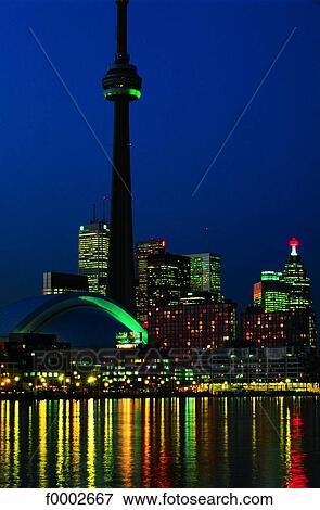 Toronto and Lake Ontario at night View Large Photo Image Stock Photo - Toronto and Lake Ontario at night. Fotosearch