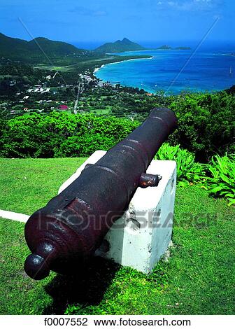 Grenada, 17th century cannon dominating Carriacou Island View Large Photo Image Stock Image - Grenada, 17th century cannon dominating Carriacou Island. Fotosearch