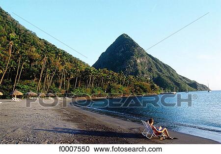 Saint Lucie, beach and Grand-Piton in background View Large Photo Image Stock Image - Saint Lucie, beach and Grand-Piton in background. Fotosearch