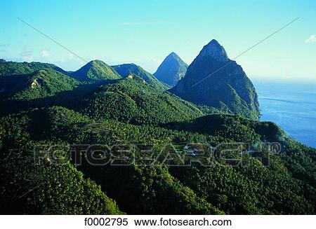 Saint Lucie, Petit-Piton and Grand-Piton, aerial view View Large Photo Image Stock Photography - Saint Lucie, Petit-Piton and Grand-Piton, aerial view . Fotosearch