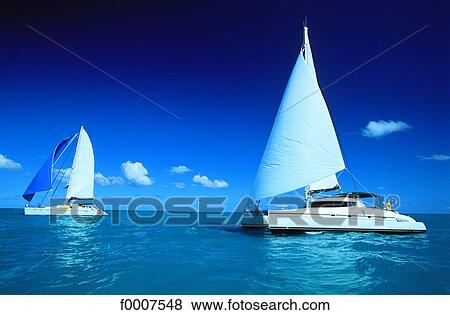 Stock Photo - Virgin Islands, catamarans cruising. Fotosearch