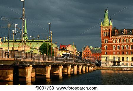 Stock Photo - Sweden, Stockholm, Elevated railway. Fotosearch