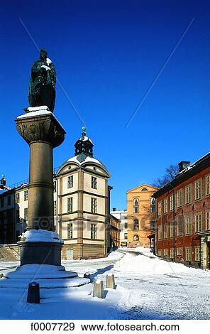Stock Photo - Sweden, Stockholm, Gamla Stan under the snow. Fotosearch