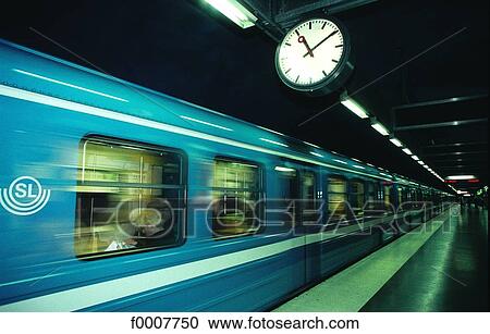 Sweden, Stockholm, Metro passing View Large Photo Image Stock Image - Sweden, Stockholm, Metro passing. Fotosearch