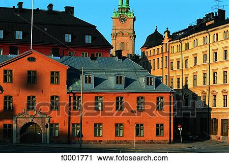 Stock Image - Sweden, Stockholm, Traditional dwellings. Fotosearch