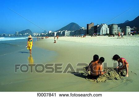 Brazil, Rio de Janeiro, Copacabana, beach View Large Photo Image Stock Image - Brazil, Rio de Janeiro, Copacabana, beach. Fotosearch