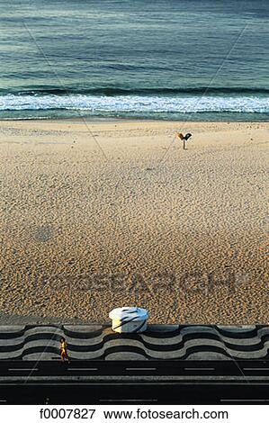 Stock Photo - Brazil, Rio de Janeiro, sidewalks in front of Copacabana Beach. Fotosearch