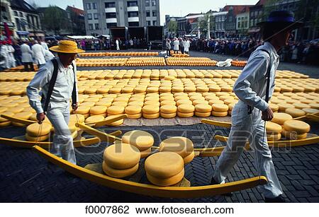 Stock Image - The Netherlands, Alkmaar, cheese fair. Fotosearch