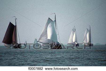 Stock Image - The Netherlands, Ijsselmeer, old ship boats. Fotosearch