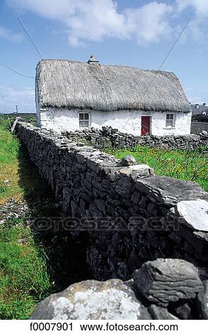 Stock Image - Ireland, Aran Islands, Inishmore, traditional house. Fotosearch