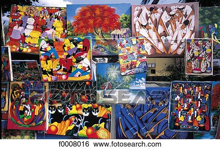 Stock Photograph - Dominican republic, Santo Domingo, naive paintings. Fotosearch