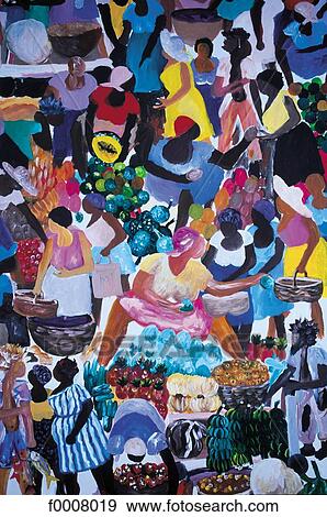 Stock Photo - Haiti, Port-au-Prince, naive paintings. Fotosearch