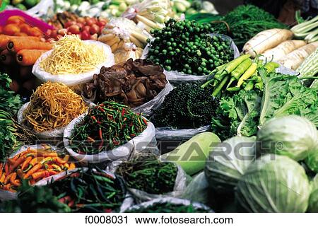 Stock Image - Thailand, Bangkok, Pakok Talat market, vegetables. Fotosearch