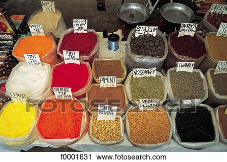 Stock Image - Turkey, Istanbul, Egyptian spice bazaar. Fotosearch