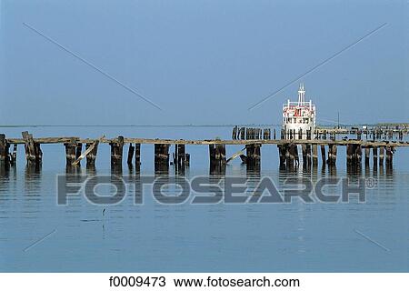 Stock Image - Senegal, Foundiougne. Pontoon on the Saloum. Fotosearch