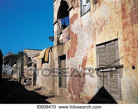 Stock Image - Senegal, Gorée island, small street. Fotosearch