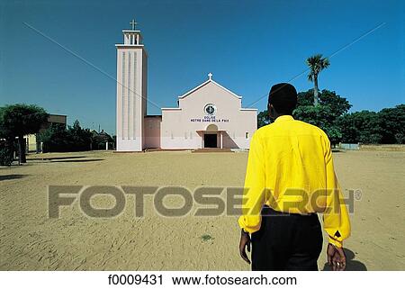 Stock Image - Senegal, Sine-Saloum, Foundiougne, Christian mission. Fotosearch